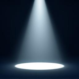 Illustration of a spotlight on a stage, representing an event or performance.