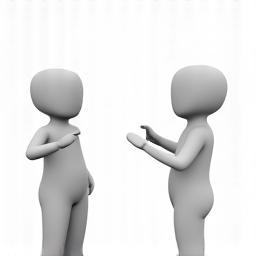 Illustration of two people talking, representing an interview setting.
